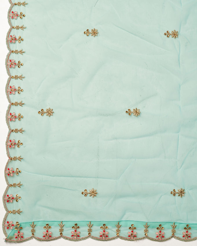 Turquoise Satin Embroidery Lehenga Choli With Dupatta For Women's Trendmalls