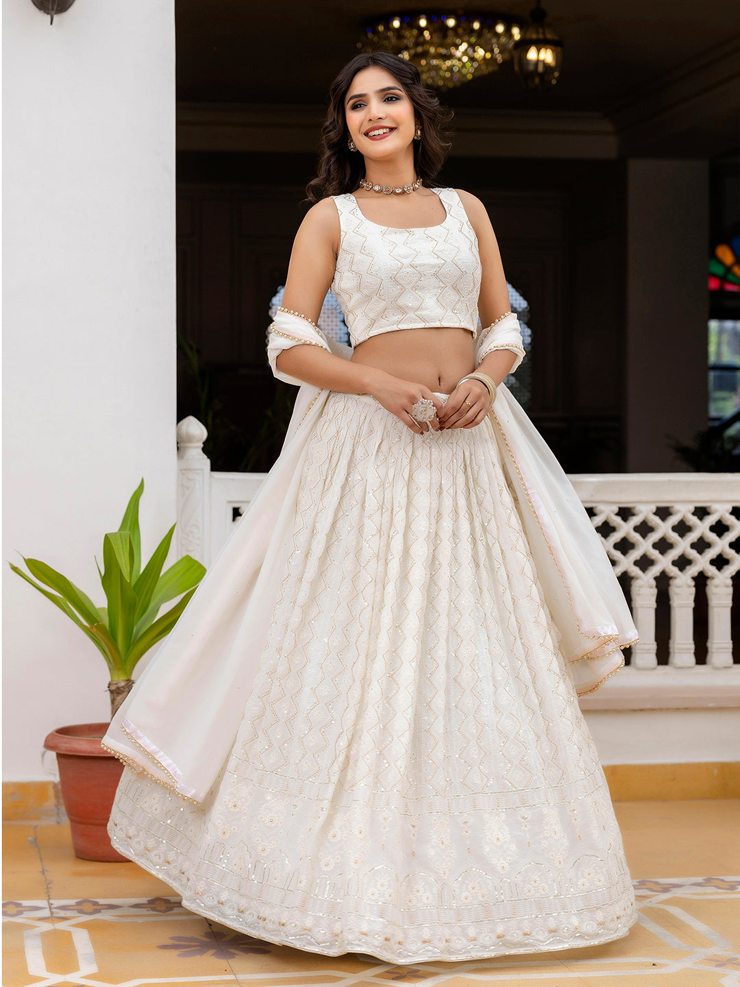 Women's Georgette Embroidery Lehenga Choli with Dupatta I Navratri Stylish Lehenga Choli for women Trendmalls