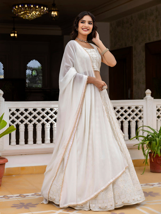 Women's Georgette Embroidery Lehenga Choli with Dupatta I Navratri Stylish Lehenga Choli for women Trendmalls