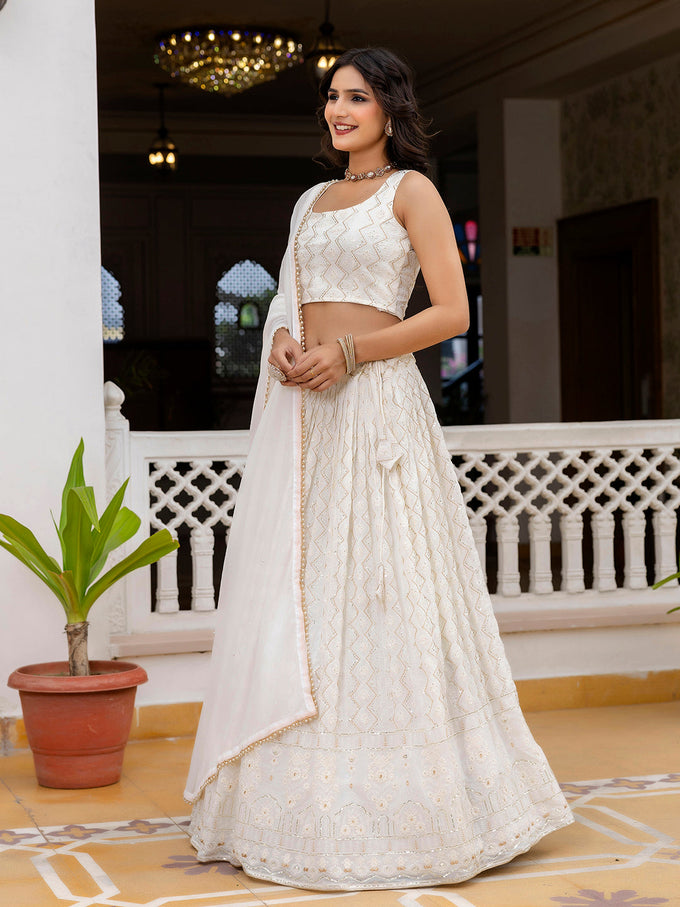 Women's Georgette Embroidery Lehenga Choli with Dupatta I Navratri Stylish Lehenga Choli for women Trendmalls