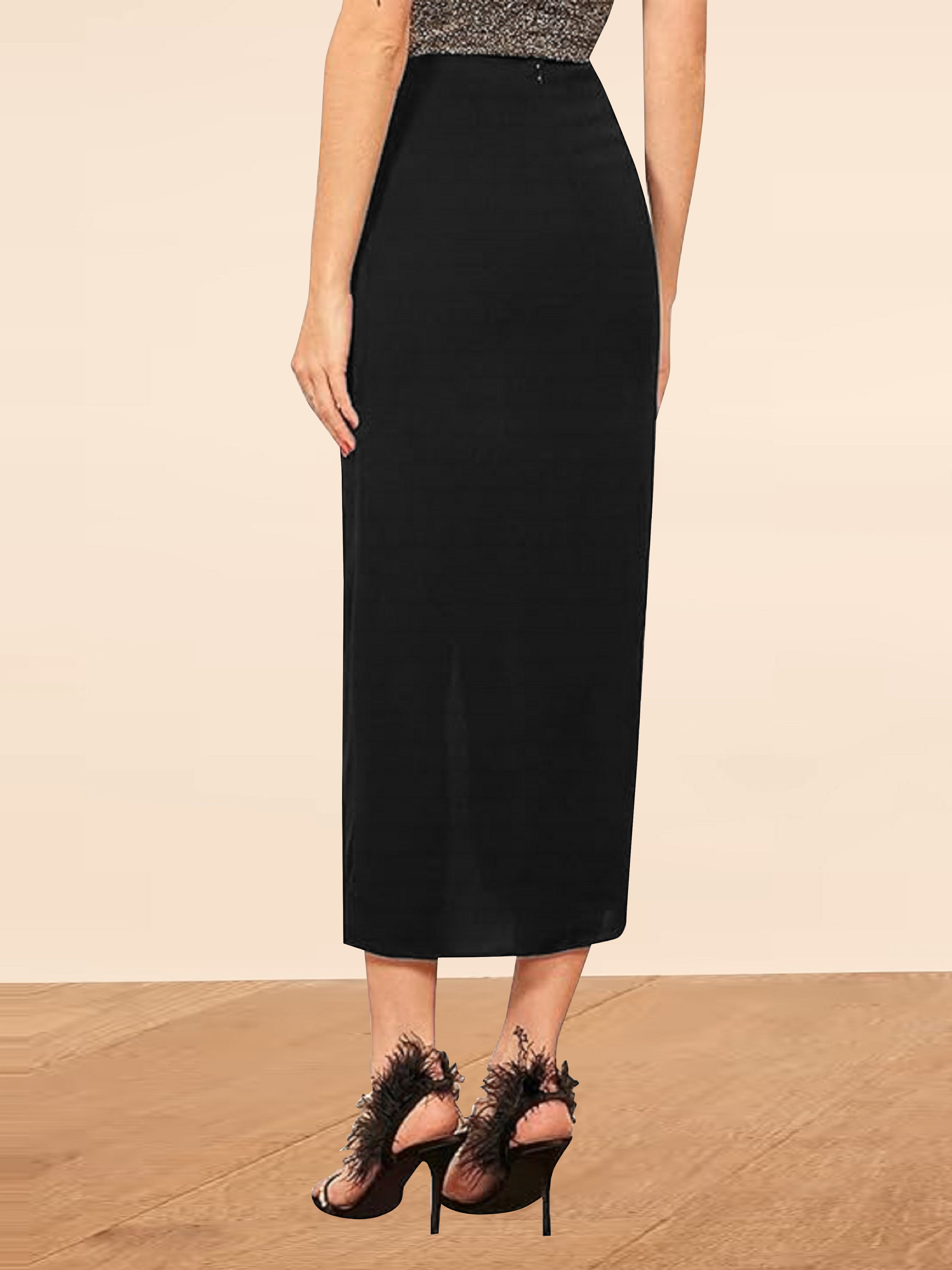 Polyster Spendex Ankle Length Maxi Skirt