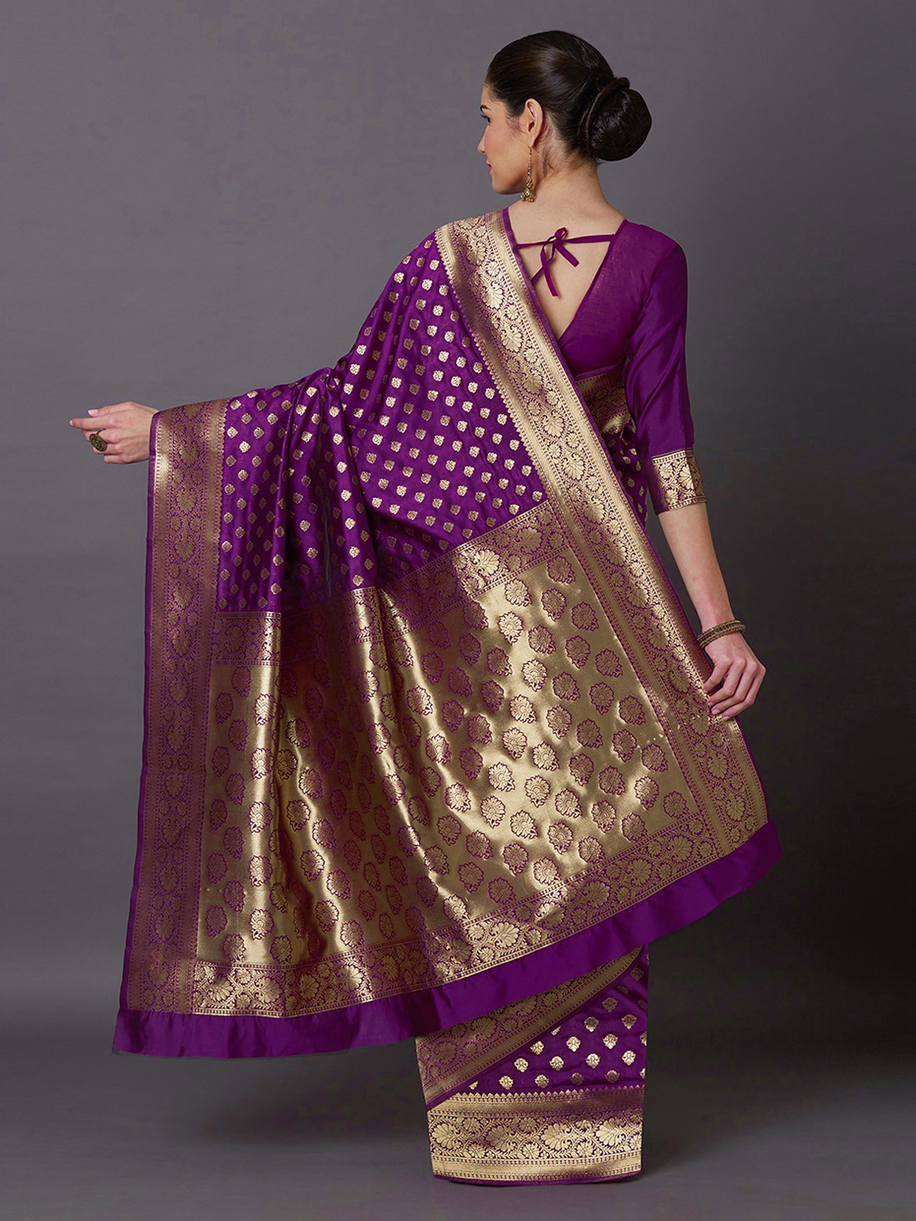 Jacquard Silk Woven Zari Work Rich Pallu Traditional Saree With Unstitch Blose Piece