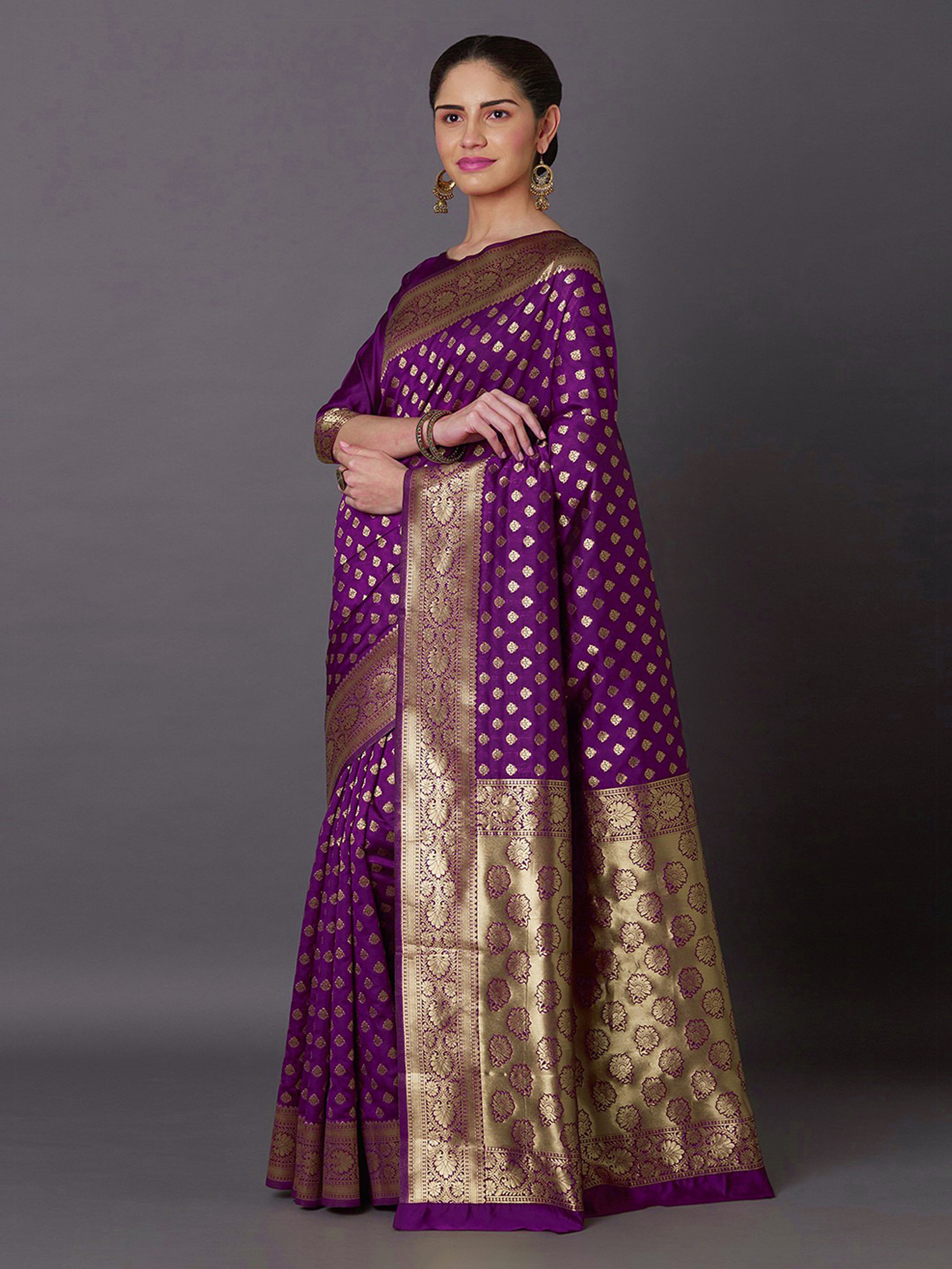 Jacquard Silk Woven Zari Work Rich Pallu Traditional Saree With Unstitch Blose Piece