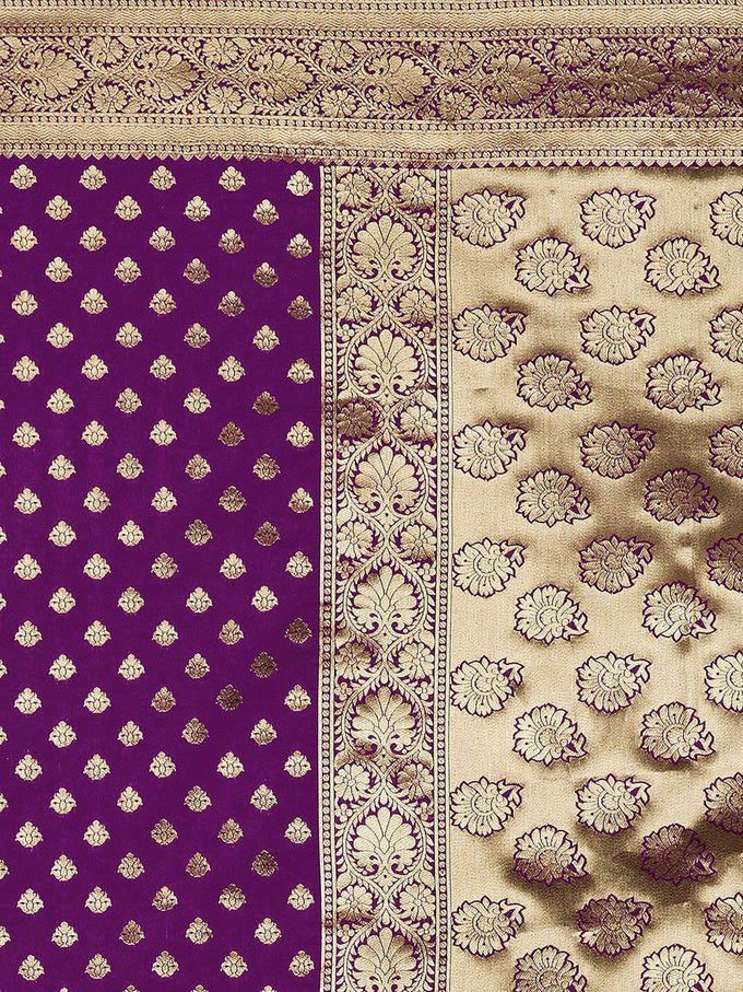 Jacquard Silk Woven Zari Work Rich Pallu Traditional Saree With Unstitch Blose Piece