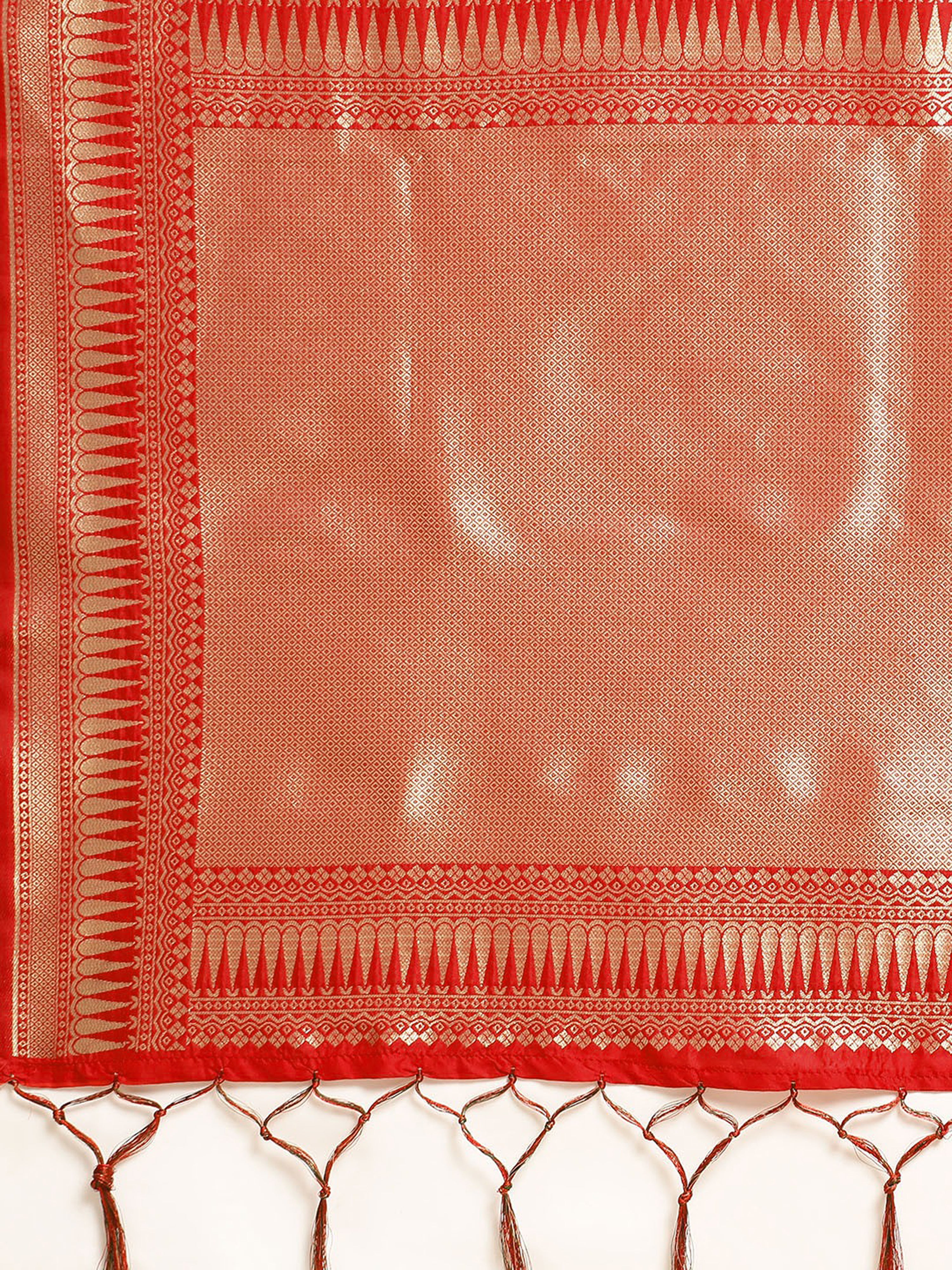 Red Rich Zari Woven Design Traditional Ethnic Wear Saree With Unstitched Blouse Piece