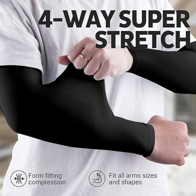 TRENDMALLS Arm Sleeves, Cooling UV Sun Protection Sports Compression for Men/Women/Kids (Black) Trendmalls