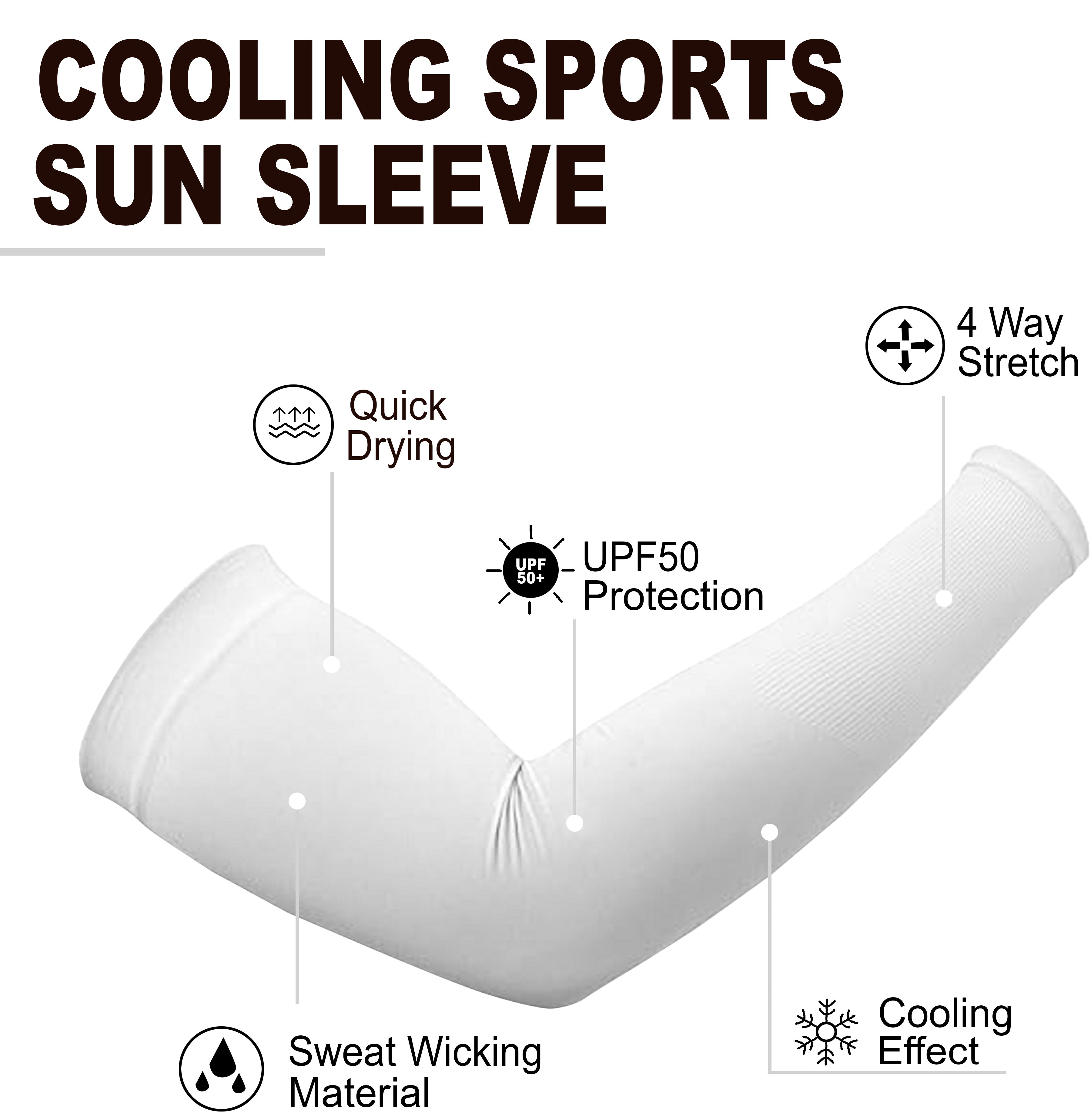 TRENDMALLS Arm Sleeves, Cooling UV Sun Protection Sports Compression for Men/Women/Kids (White) Trendmalls