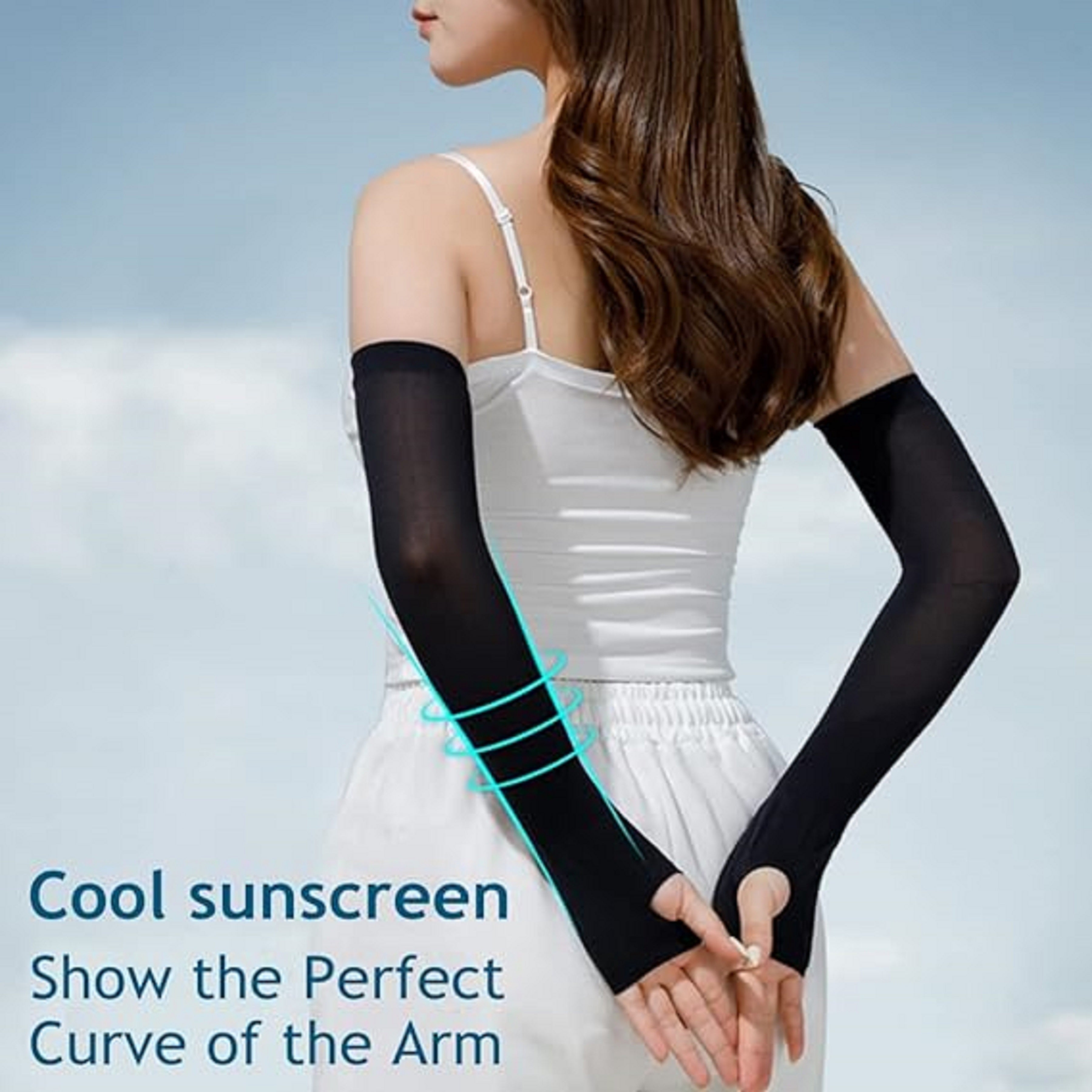 TRENDMALLS Arm Sleeves, Cooling UV Sun Protection Sports Compression for Men/Women/Kids (Black) Trendmalls