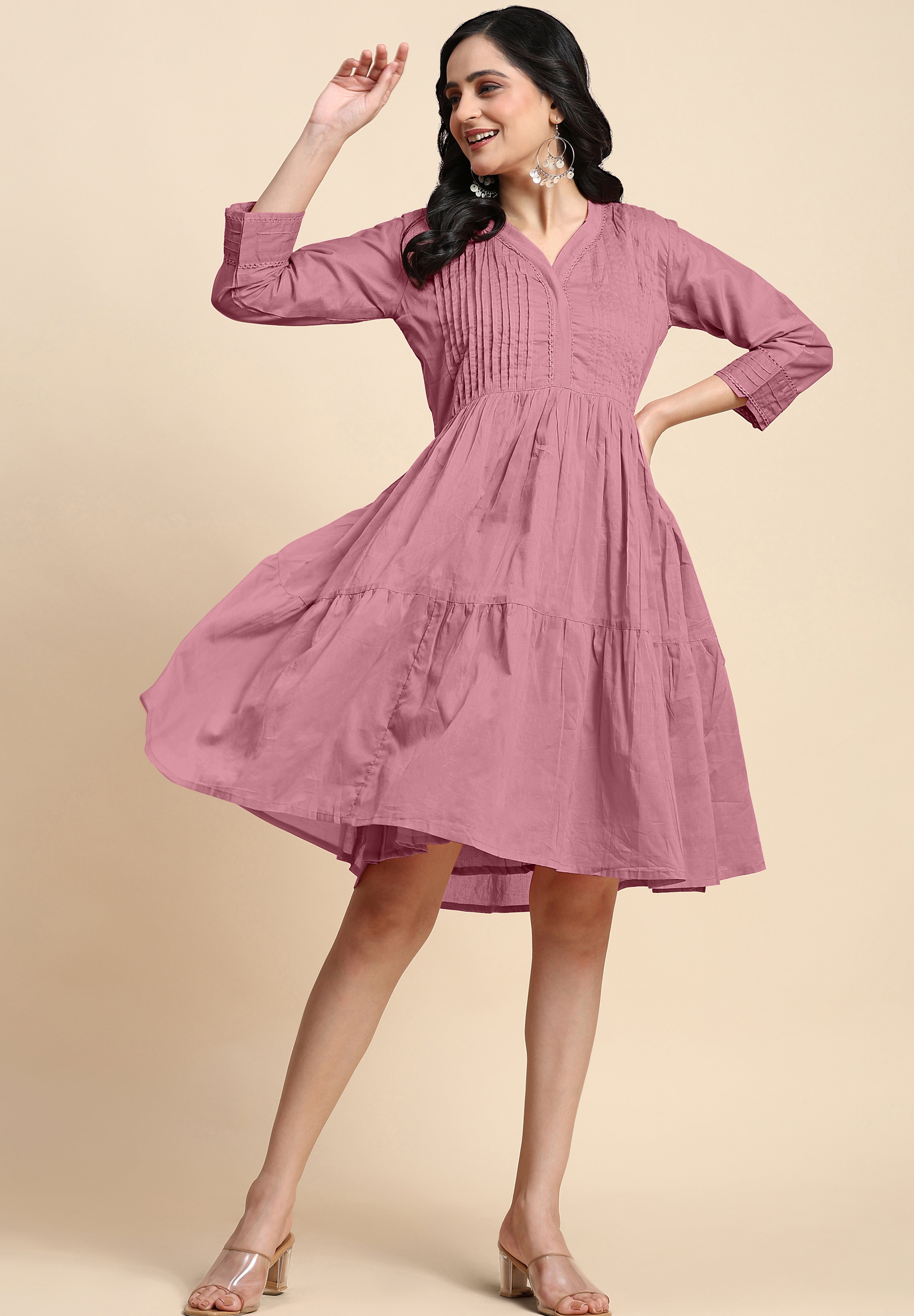 Dress Casual Loose Flowy Swing Shift Dress for Women Length:Midi