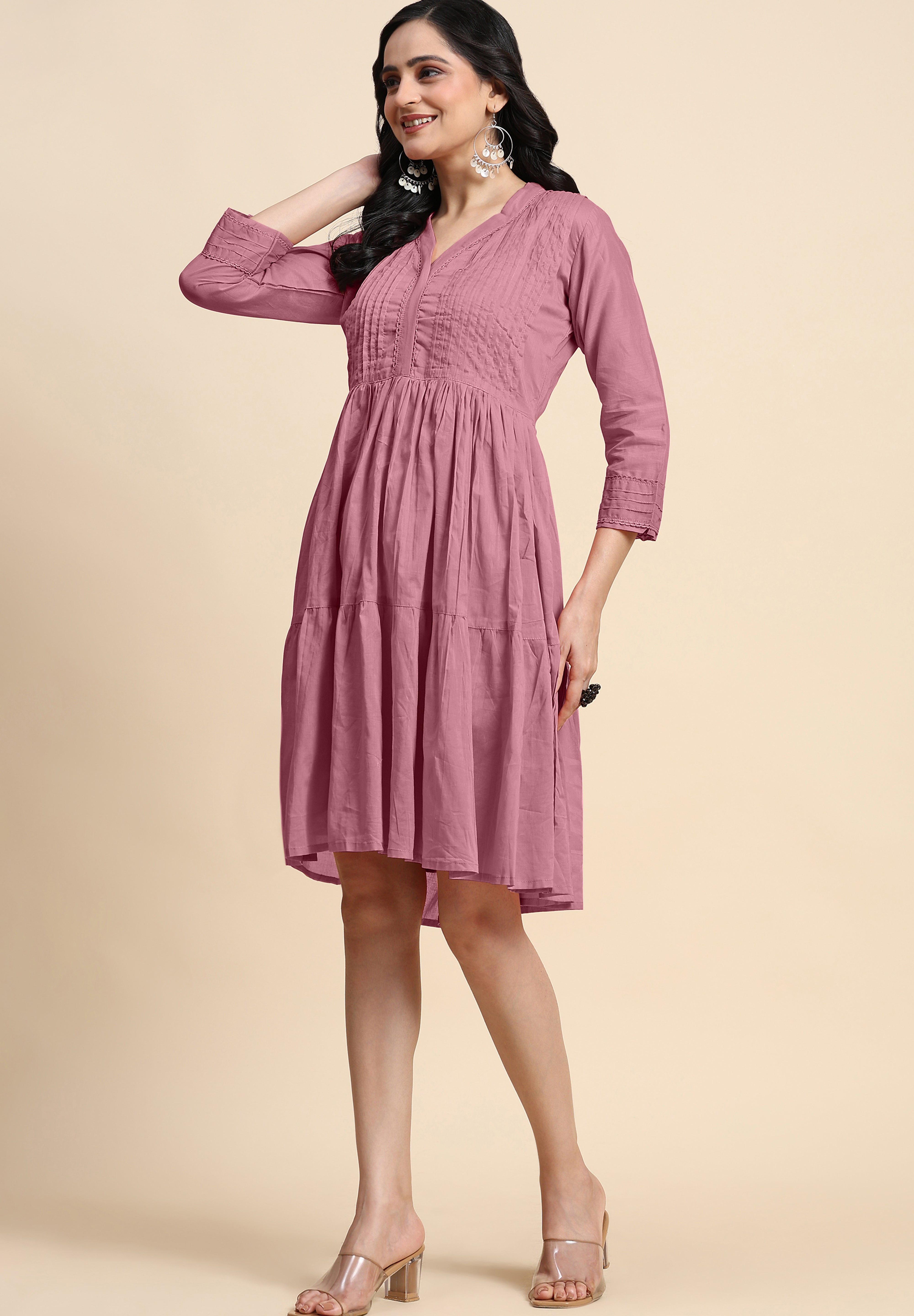 Dress Casual Loose Flowy Swing Shift Dress for Women Length:Midi