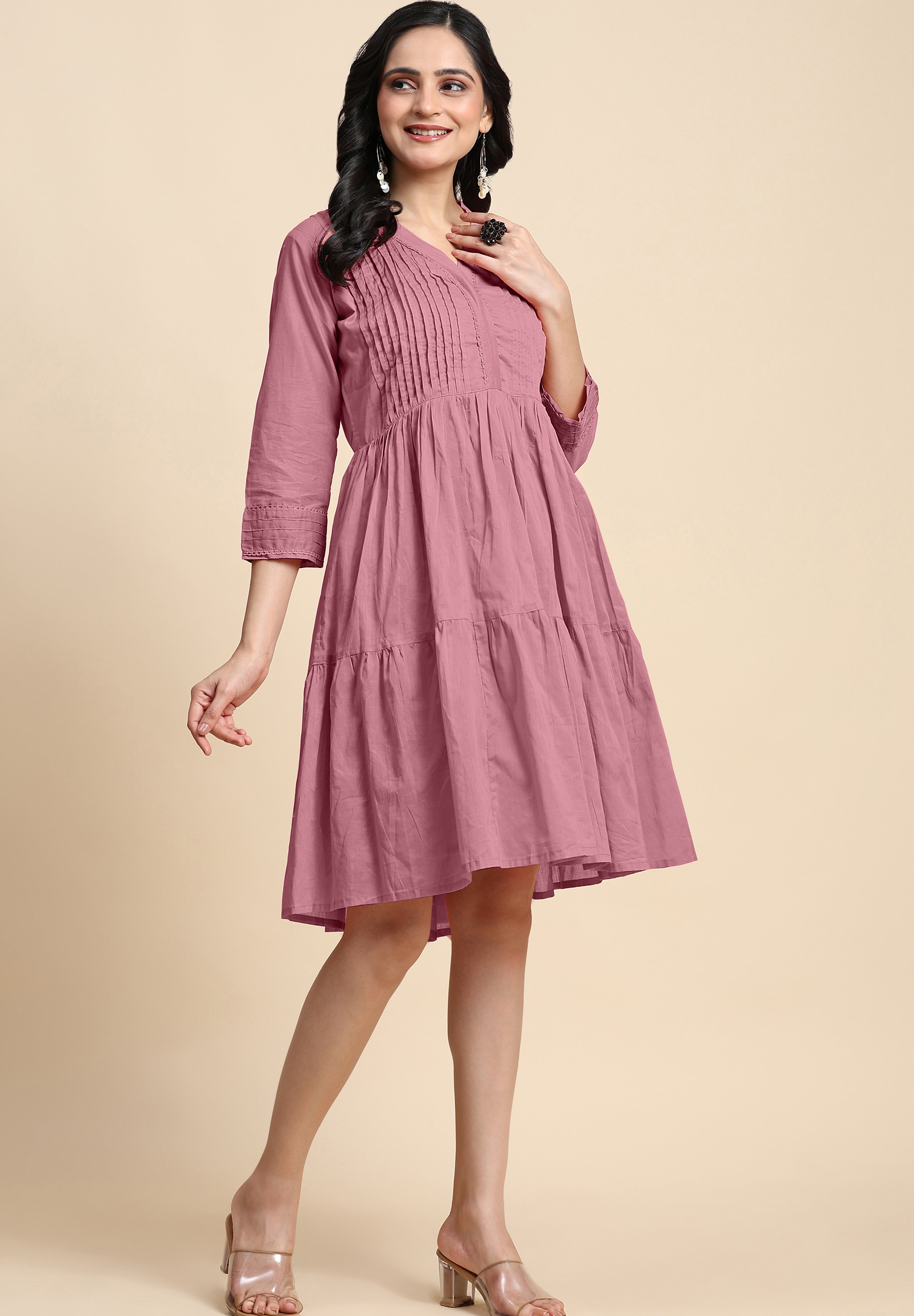 Dress Casual Loose Flowy Swing Shift Dress for Women Length:Midi