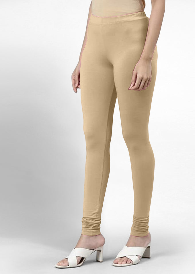 Women's Super Combed Cotton Elastane Stretch Churidar Length Leggings with Ultrasoft Waistband Trendmallsin