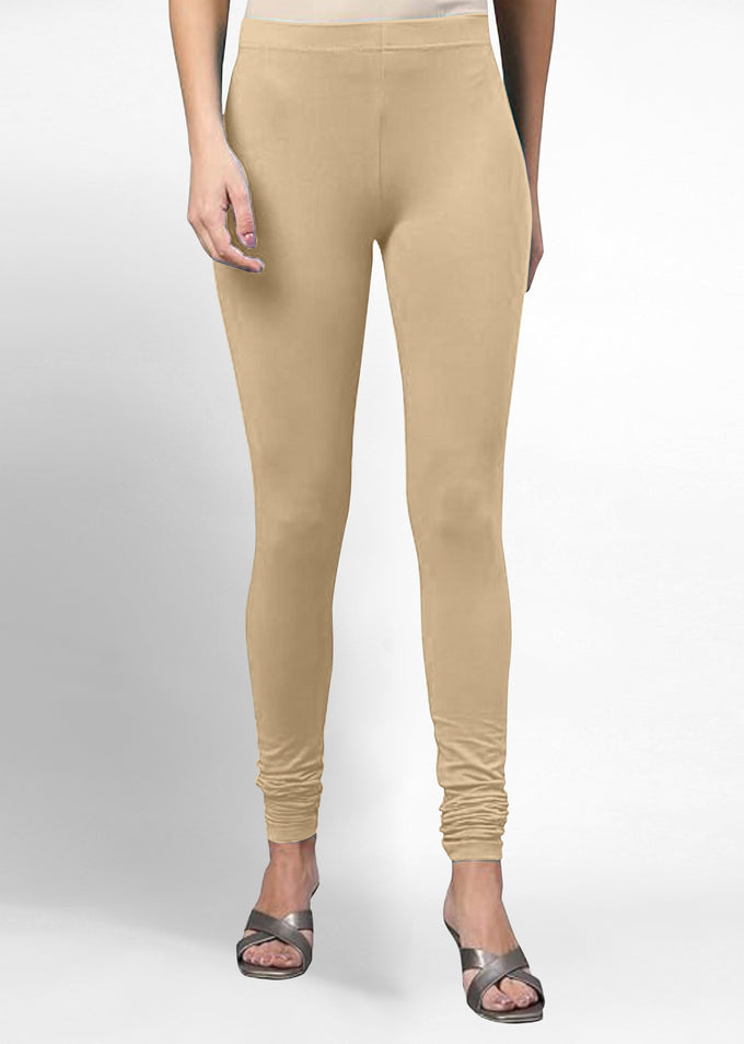 Women's Super Combed Cotton Elastane Stretch Churidar Length Leggings with Ultrasoft Waistband Trendmallsin