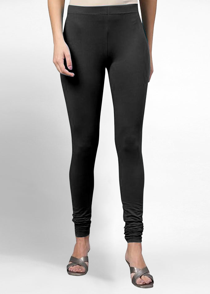 Women's Super Combed Cotton Elastane Stretch Churidar Length Leggings with Ultrasoft Waistband Trendmallsin