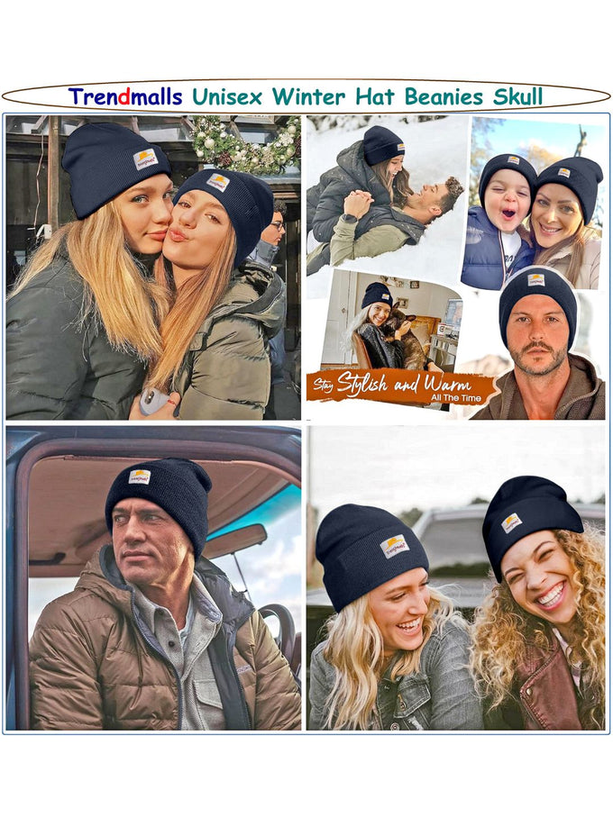 Mens/Women/Kids Cap Unisex Hat Knit Cuffed Beanie Cap for Men Stylish (Nevyblue) Trendmallsin