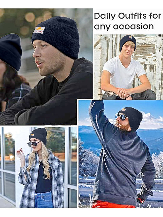 Mens/Women/Kids Cap Unisex Hat Knit Cuffed Beanie Cap for Men Stylish (Nevyblue) Trendmallsin