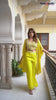 Lemon Yellow Georgette Embroidery Sequence Work Crop Top with Flared Palazzo and Shrug Set Ethnic Salwar Set